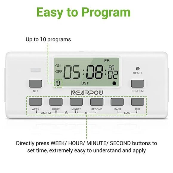 [2 Pack] Digital Timer For Lamp With Dual Outlets, Programmable Timer In Door - Picture 5 of 6